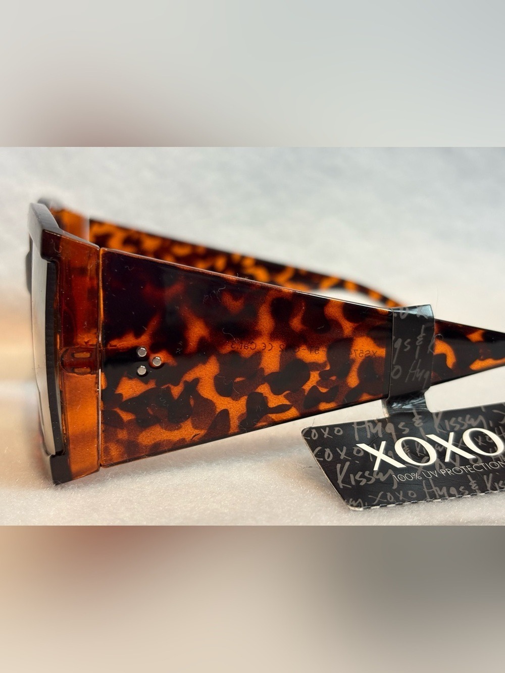 XOXO Oversized Tortoise Shield Sunglasses Brown Gradient Lenses Y2K Glam - Picture 5 of 7
